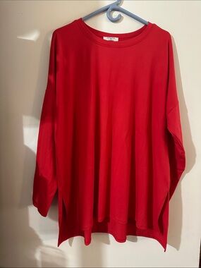 Zenana Vibrant Red Oversized Long Sleeve Top & Leggings